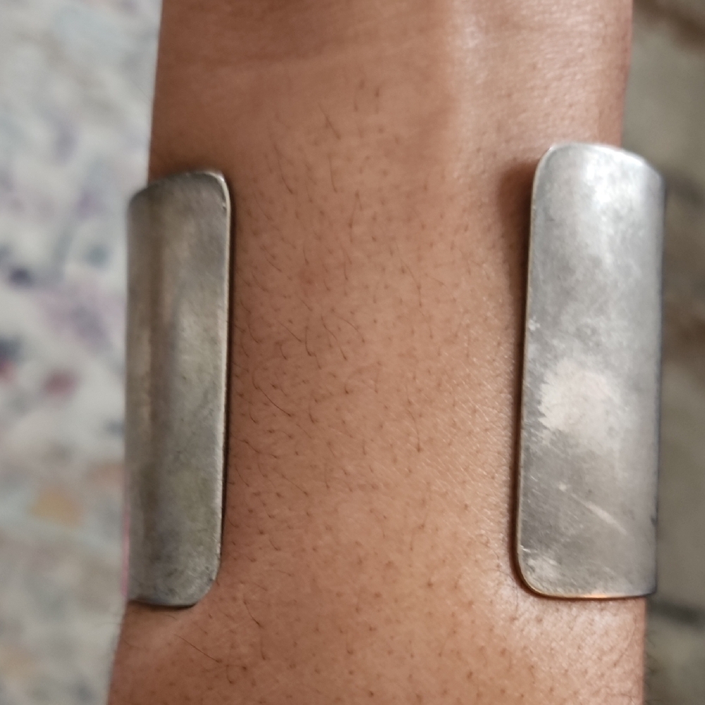 Artisan Silver Tone Multi Stone Cuff Bracelet Black Olive Turquoise - Picture 2 of 8
